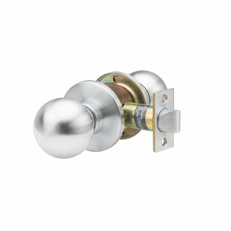 TRANS ATLANTIC CO. Heavy Duty Grade 1 Cylindrical Passage Hall/Closet Function Door Knob in Satin Stainless Steel DL-HVB10-US32D